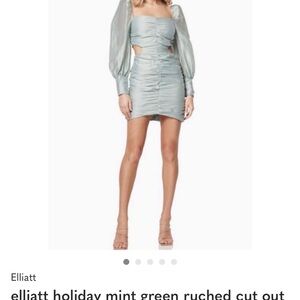 Elliatt Light Green Ruched Dress with Cut-Outs